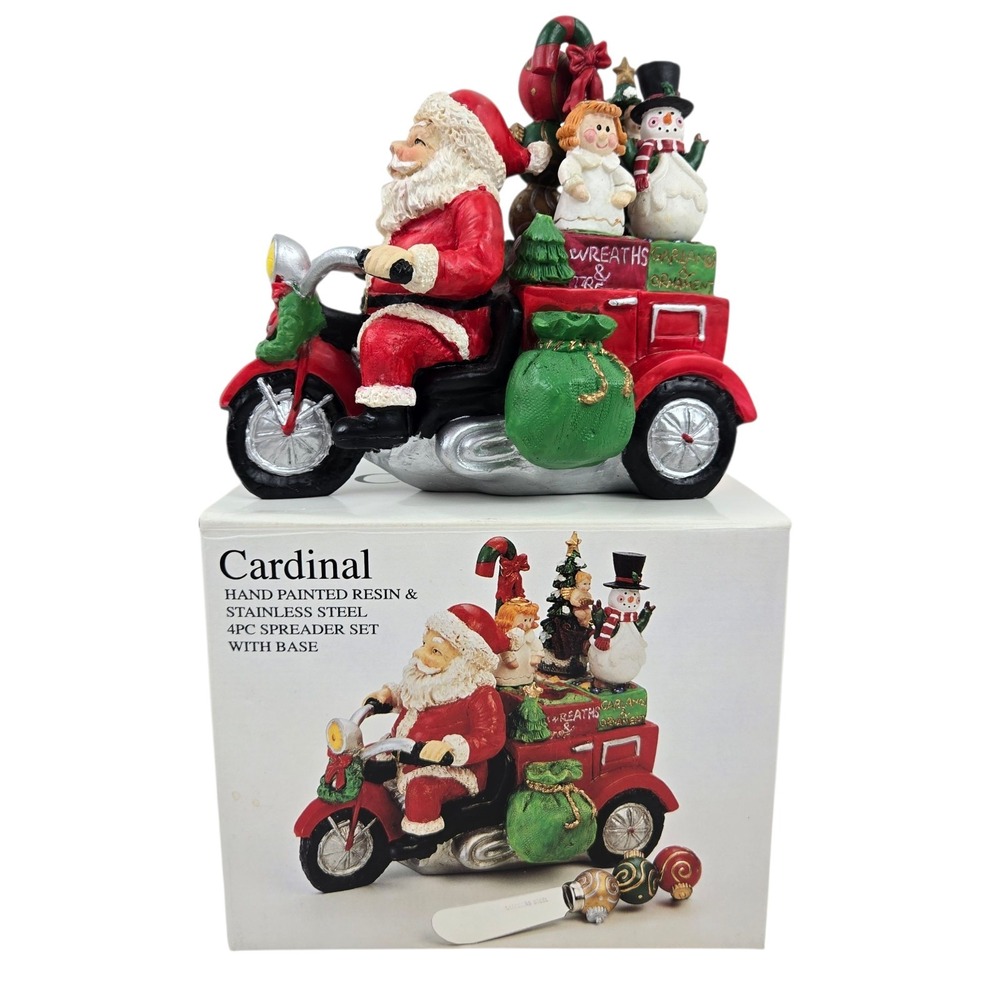 Cardinal Hand Painted Resin & Stainless Steel Christmas Spreader Set w/Box #H185